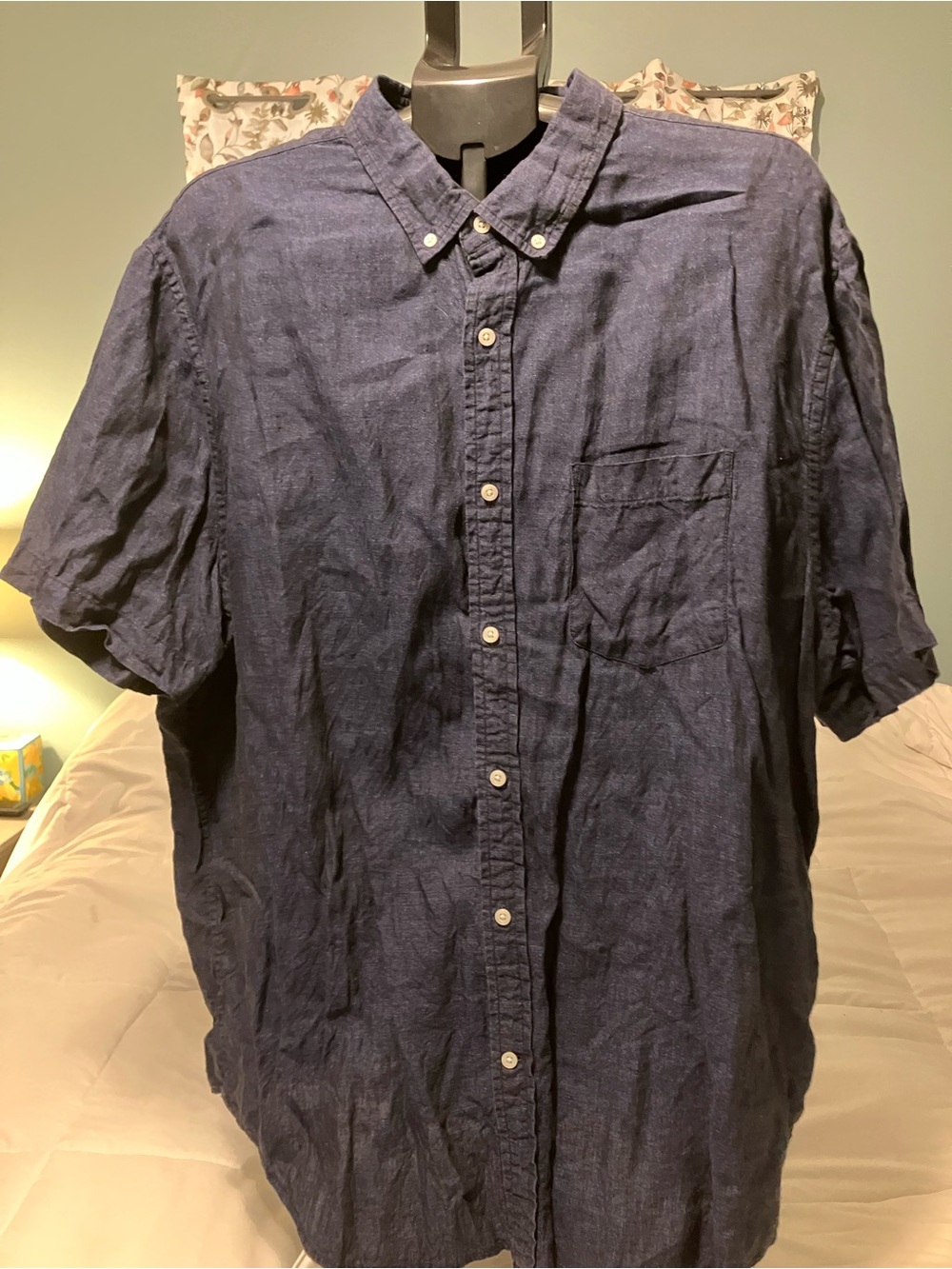 Banana Republic 100% Linen Shirt Men’s XXL Blue Short Sleeve Button Up